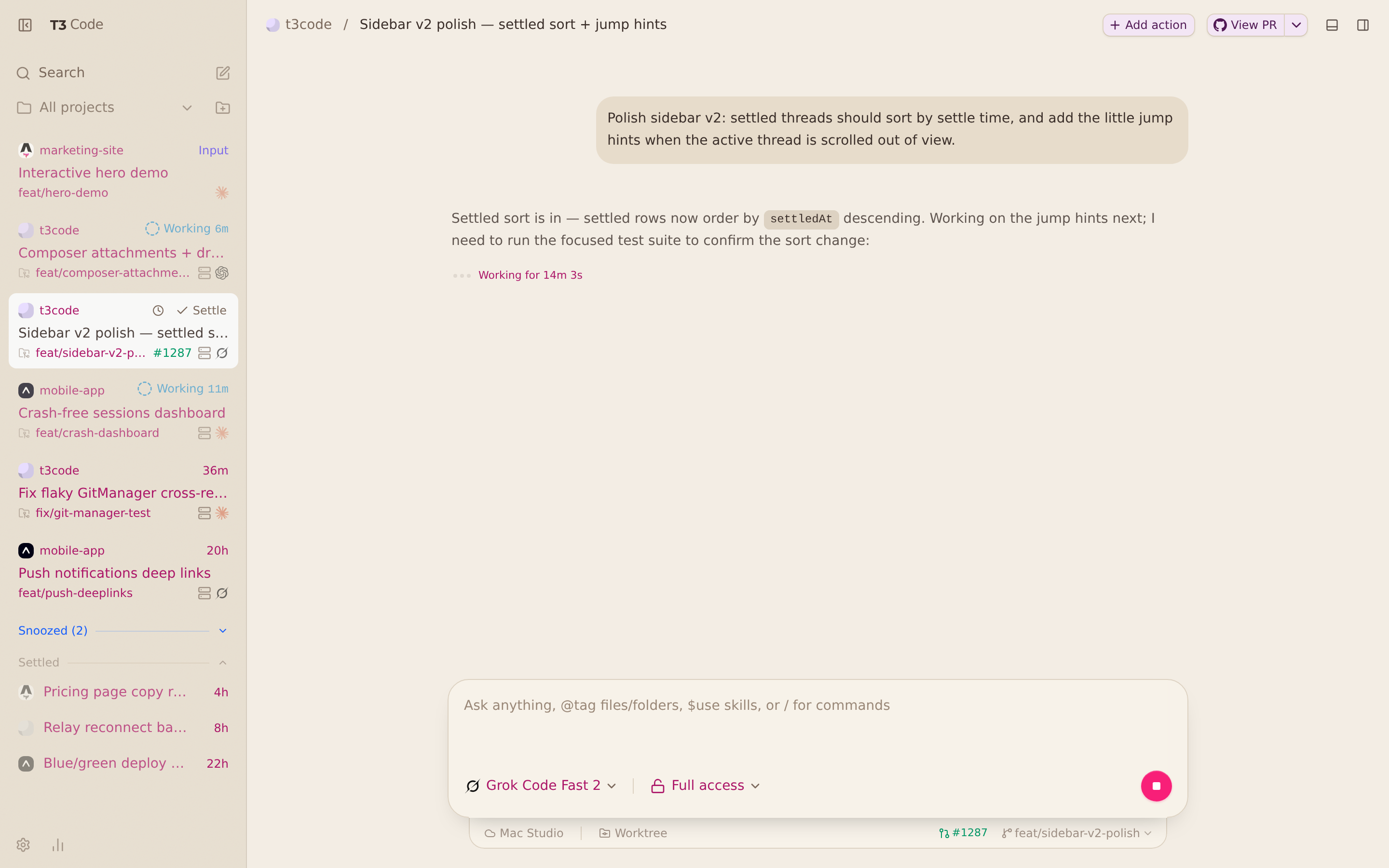 T3Code with the Espresso theme